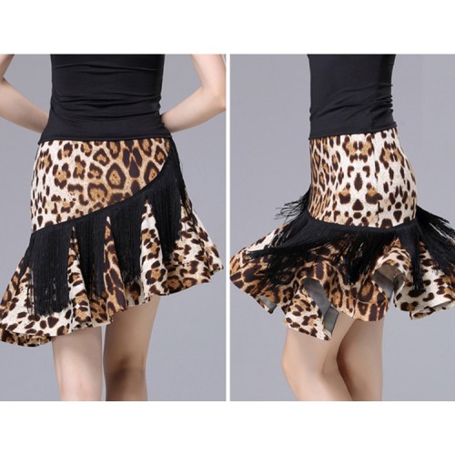 Women's latin dance skirts leopard printed stage performance salsa rumba chacha dance costumes skirts